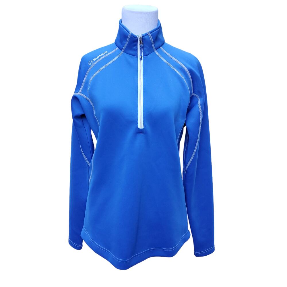 Sunice Women's Blue SuperliteFX Stretch Thermal Quarter-Zip Pullover Jacket Sz M